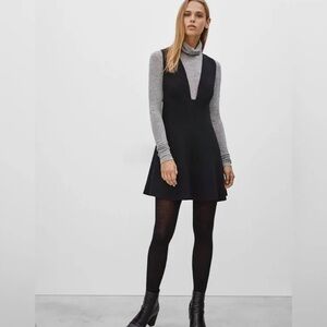 Aritzia Wilfred Montbrun Black Fitted Deep Plunge V-Neck Dress